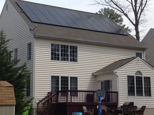 A house installed with solar panels